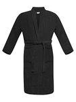 A & B TRADERS Bath Robe 100% Egyptian Cotton Terry Towelling Robe Gown Luxury and Super Soft (Black)