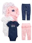 Simple Joys by Carter's Baby Girls' 6-Piece Little Character Set, Pink/Navy Ruffle, 3-6 Months