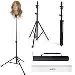 xnicx Wig Stand Mannequin Head Stand,Wig Head Stand Tripod Height Adjustment(90-137cm)For Mannequin head,Manikin head,Canvas Foam Head,Hair Doll Head,for Wigs,Training and Hairdressing with Carry Bag