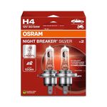 OSRAM NIGHT BREAKER® SILVER, H4, halogen headlight lamps, Hanging folding box (2 lamps)