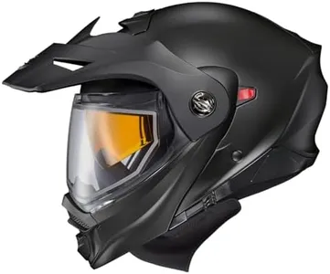 ScorpionEXO AT960 Cold Weather Adventure Snowmobile Modular Helmet Dual Pane Shield with Breath Box and Bluetooth Ready Speaker Pockets Solid (Matte Black - Large)