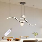 ORANOOR Modern Globe Pendant Light Fixtures, Dimmable Black LED Pendant Chandelier Hanging Light Fixture, Wave Linear Kitchen Island Pendant Lights for Dining Table Living Room Bedroom (39in,2700lm)