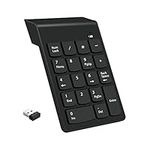 Wireless Numeric Keypad 18Keys Portable Number Numpad with 2.4G Mini USB Receiver for Laptop Notebook, Desktop, Surface Pro, PC - Black