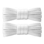7STROBBS 2 Pairs Strong Trainers Shoelaces, 8MM Wide Flat Shoe Laces for Converse Shoes, Sneakers, Casual Shoes, Athletic Shoe, White 160CM