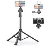 XXZU 61" Phone Tripod, Camera Tripod Stand, Monopod with Remote & Smartphone Holder, Lightweight Cell Phone Tripod For Filming/Shooting, Tall Travel Tripod For iPhone/Android/Webcam