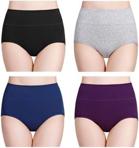 wirarpa 4 Pack Women's Cotton Postpartum Underwear High Waisted Ladies Panties Full Coverage Briefs Assorted 4X-Large
