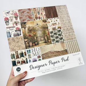 Desecraft Vintage Home & Garden 12x12 in Double Sided Paper Pad Pack Scrapbook Cardstock Decorative Paper - 36 Sheets - for Card Making Journaling Origami Decopage Decorative Scrapbooking Supplies