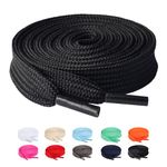 Booyckiy [2 Pairs] Flat Shoe Laces for Sneaker, 2/5" Wide Shoelaces Black 31 inch(80cm)