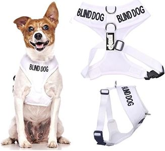 Blind Dog (Dog Has Limited/No Sight) White Color Coded Non-Pull Front and Back D Ring Padded and Waterproof Vest Dog Harness Prevents Accidents by Warning Others of Your Dog in Advance (S)