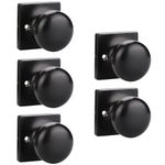 GOBEKOR 5 Pack Single Dummy Door Knob for Closet Matte Black Round Dummy Knobs Interior for French Doors Single Side Door Knob Handle