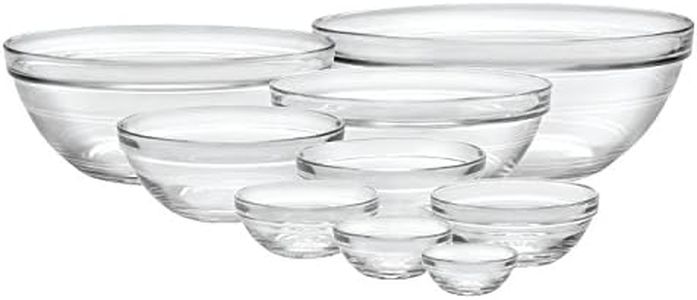 Duralex Made in France LYS Stackable 9-Piece Glass Bowl Set,Clear