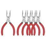 HOUSERAN Needle Nose Pliers, 5 Inch, Needle Nose Pliers Set, 5 Pack, Small Needle Nose Pliers, Long Nose Pliers with Side Cutter, Spring Loaded Jewelry Needle Nose Pliers for Cutting and Bending Wire