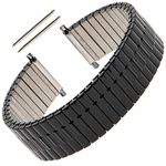 Gilden Gents Expansion Extra Long 20-24mm Wide Stainless Steel Watch Band 552W, Black, 7 1/2 inches long, Modern