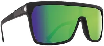 SPY Flynn 670323374225 134MM Matte Black/Happy Bronze With Green Spectra Mirror Square Sunglasses for Men + BUNDLE with Designer iWear Eyewear Kit