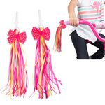 Ride Along Dolly Bike Handlebar Streamers (2 pk) -Girls Bicycle Scooter Bow Design- Easy Attachment to Cycle's Handlebars & Fits Most Bikes -Cute Pink and Yellow -Spring Summer Gift for Kids