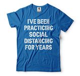 Silk Road Tees Mens Funny Introvert Tee Shirt Social Distancing Chamption T-Shirt - Blue - XXXXL