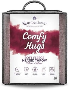 Slumberdown Comfy Hugs Large Heated Throw - Electric Blanket for Bed, Sofas & Settees, Soft Fleece Blanket with 10-Heat Settings & Hourly Timer - Cosy & Snuggly, Washable, Pink (130cm x 160cm)
