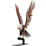 SunBlogs Art 22" H Handmade Metal Flying Eagle Statue, Hand-Painted Bird Sculpture Decor, Suitable for Living Room, Office Desktop, Cabinets, Rustic Handicraft Eagles Gifts for Men (Brown White)