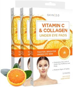 Skin 2.0 Vitamin C and Collagen Under Eye Patches - Brightens Dark Circles, Tightens Under Eye Skin, Anti-aging & Firming Under Eye Pads - Cruelty Free Korean Skin Care For All Skin Types - 15 Pairs