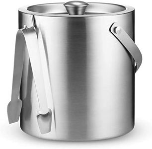 FineDine Double-Wall Stainless Steel Insulated Ice Bucket with Lid and Ice Tong [3 Liter] Included Strainer Keeps Ice Cold & Dry, Comfortable Carry Handle, Great for Home Bar, Chilling Beer, Champagn