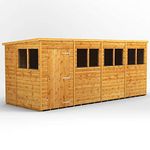 POWER High Grade Premium Pent Garden Wooden Shed with Security Features, Door & Window Flexibility, made from Extra Thick Timber & Toughened Glass