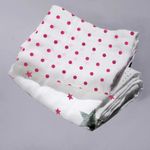 Mahaveer Cotton Cloth Premium Baby Washable,Reusable,Absorbent,Extra Soft Face Towels/Washcloth Muslin Cloth for Sensitive Skin Super Soft Hygiene Eco-Conscious&Safe (Pack of 2) Pink Dot&Star