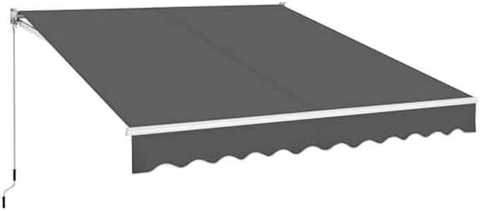 Yaheetech 10 × 8 Ft Patio Awning, Retractable Sun Shade Awning with Manual Crank Handle, Manual Aluminum Deck Awning for Patio/Balcony/Yard, 280g/m² Polyester, Dark Gray