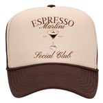 Espresso Martini Social Club Trucker Hat | Margs Tequila Drinking Funny Cute Drinks | Premium Snapback Hat for Men & Women, Brown/Tan, One Size