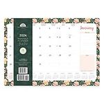 2024 Academic Watercolor Floral Desk Pad Office Calendar by Bright Day, 16 Month 15.5 x 11 Inch, July 2023-Decmber 2024 Cute Colorful Planner