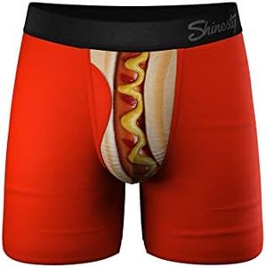 Shinesty Hammock Support Pouch Underwear | Underwear Men Boxer Briefs with Fly | US Medium Hot Dog