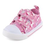 Cheerful Mario 1-5 Years Baby Girls Trainers Toddler Girls Fashion Canvas Shoes Casual Sneakers Easy Fastening Unicorn Pink 4 UK Child