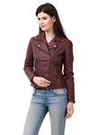 HYSAR Faux Leather Women/Girl Winter Jacket. Cherry