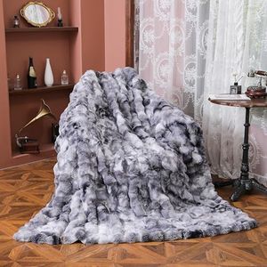 UKELER Luxury Bubble Faux Fur Blanket 80"x90", 750 GSM Double Sided Fuzzy Warm Thick Bed Blankets for Living Room, Bedroom, Hotel, Super Cozy Fluffy Decorative Gift Blanket for All Seasons, Dark Grey