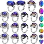 Hicarer 15 Pieces Mood Rings for Ki