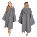 Brentfords Towel Poncho Adult Hooded Large Bath Swim Surf Beach Absorbent Dry Microfiber Changing Robe for Men Boys Quick Dry, Charcoal Grey