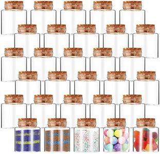 Nuenen 50 Pcs 2 oz Plastic Sand Art Bottles with Corks Stoppers Small Clear Containers for Sand Art Mini Vial Potion Bottles Plastic Jars with Lids Arts and Craft Supplies for Kids DIY