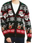 Men's Christmas Rudolph Reindeer Holiday Festive Knitted Sweater Cardigan Cute Ugly Pullover Jumper, Sntrndrcardi-m2, XX-Large