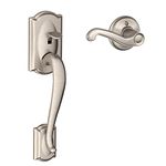 Schlage FE285 CAM 619 Acc RH Camelot Front Entry Handleset with Interior Accent Lever for Right Handed Door, Satin Nickel