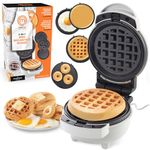 MasterChef 3-in-1 Mini Breakfast Maker- Make Eggs, Pancakes, Donuts, & Waffles and More in One Appliance! 3 Removable Non-Stick Cooking Plates for Easy Cleaning & Storing- Great Birthday, Holiday Gift