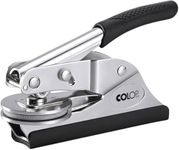 Professional Company Seal Press, Manual Embosser with Lever Handle, Black Metal (50mm Round)
