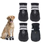 Dricar Dog Shoes, Set of 4 Dog Boots for Injured Paws, Waterproof Anti Slip Dog Shoes for Walking, Paw Protectors with Reflective Straps for Small Medium Large Dog (S, Black)