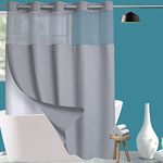 Conbo Mio Waffle Weave Hotel Style Shower Curtain with Snap in Liner for Bathroom Waterproof Machine Washable Shower Curtain (Waffle-Grey, 71" W x 74" H)