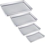 Baking Tray Set of 4, Stainless Steel Baking Sheet Pan Professional, Non Toxic & Healthy, Mirror Finish & Rust Free, Easy Clean & Dishwasher Safe