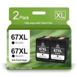 SHUPAN 67XL Combo Pack Replacement for HP 67 67 XL Black for Envy 6058 6075 6055 6052 Envy Pro 6455e 6455 6458 6452 DeskJet 1255 2732 2755e 2752 4140 4155 Printer (2 Black)