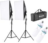 Bonnlo Softbox Lighting Kit, 2X50X70cm Professional Photography Continuous Lighting Kit with 2 x 135W E27 Socket 5500K Bulbs for Portraits and Product Shooting