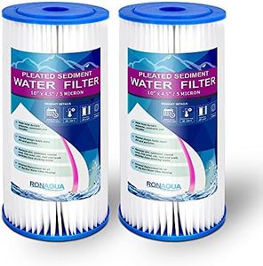 Big 10 x 4.5 inches Pleated Washable & Reusable Sediment Filter 5 Micron Amplified Surface Area, Removes Sand, Dirt, Silt, Rust, Extended Filter Life for 10" Big Housing (Set of 2)