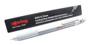 rOtring 600 Premium Mechanical Pencil | 0.7mm | Silver Metal Barrel | Non-Slip Knurled Grip | Hexagonal Barrel | Gift Boxed