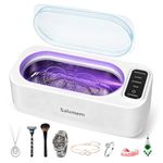 Salxmem Ultrasonic Jewellery Cleaner, 50KHz Ultrasonic Cleaner 350ml, Portable Ultrasonic Retainer Cleaner Machine with 3 Timer Modes for Retainers, Jewellery, Silver, Glasses, Dentures, Rings, Watch