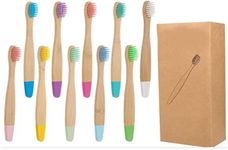 10 Pcs Soft Bristles Bamboo Toothbrush, Biodegradable Natural Bamboo Charcoal Toothbrushes, Natural Wooden Toothbrushes, Eco Friendly Color Bristle Wood Tooth Brushes For Kids, Sensitive Teeth