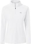 MoFiz Women's Long Sleeve Sun Shirt Quick Dry Golf Pullover UPF 50+ Sport Polo Shirt Lightweight Athletic Tops Zip Up Cycling Shirt White M